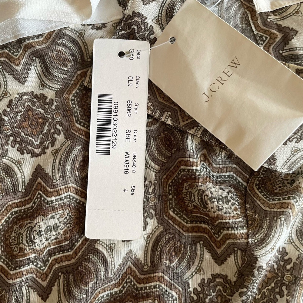 NWT J.Crew Collection Blouse Womens 4 Pink Summer Silk Paisley Colorblock Luxe - Picture 5 of 14